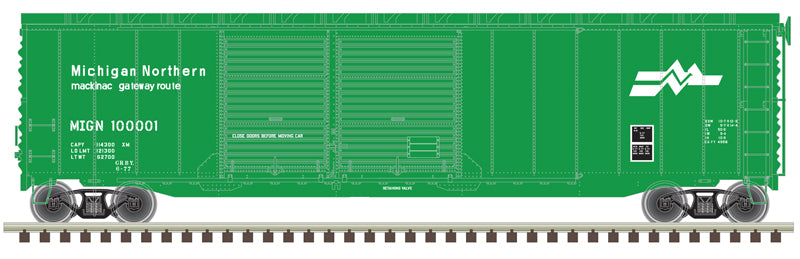 Atlas Master 20006586 Postwar 50' DD Boxcar - Michigan Northern 100002 (green, white) HO Scale