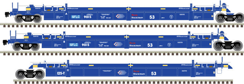 Atlas 20006616 53' Articulated Well Cars BNSF (SFLC) #9022 HO Scale