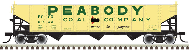 ATLAS 20006918 70 Ton Open Hopper PCCX - Peabody Coal Co. #6923 (yellow, red, green) HO Scale