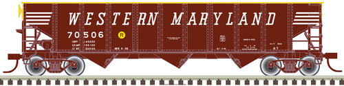 ATLAS 20006924 70 Ton Open Hopper WM - Western Maryland #70506 (Boxcar Red, yellow, white) HO Scale