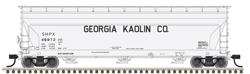 Atlas 20006937 SHPX Georgia Kaolin #46969 (gray, black) ACF 4650 Centerflow Covered Hopper HO Scale