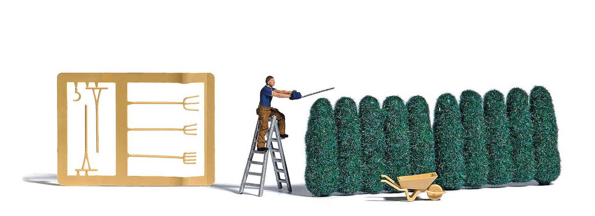 Busch 7838 Hedge Trimming Miniature Scene -- Trees, Figure and Accesso ...