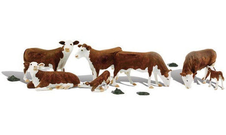 Woodland Scenics 1843 Hereford Cows - Scenic Accents(R) -- pkg(7) HO Scale