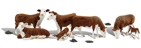 Woodland Scenics 2767 Hereford Cows - Scenic Accents(R) -- pkg(7) O Scale