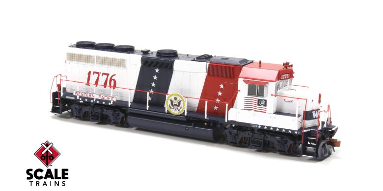 Scaletrains Rivet Counter SXT40223 EMD GP40 Phase IIc, WP Western Pacific #1776 Bicentennial HO Scale