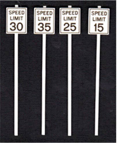 Tichy Train Group 3543 Low Speed Limit Signs -- 2 Each: 15, 25, 30 & 3 ...