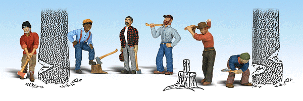 Woodland Scenics 1876 Lumberjacks - Scenic Accents(R) -- pkg(6) HO Scale