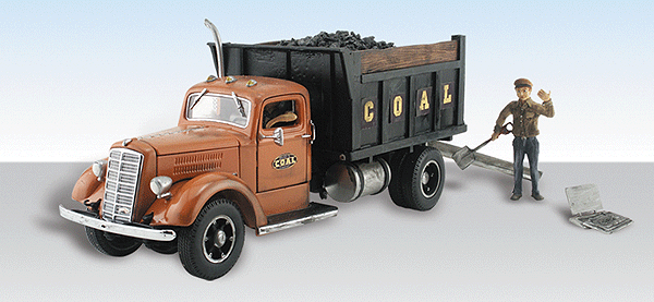 Woodland Scenics 5555 Lumpy's Coal Company - Assembled - AutoScenes(R) -- Delivery Truck, Figure & Accessories HO Scale