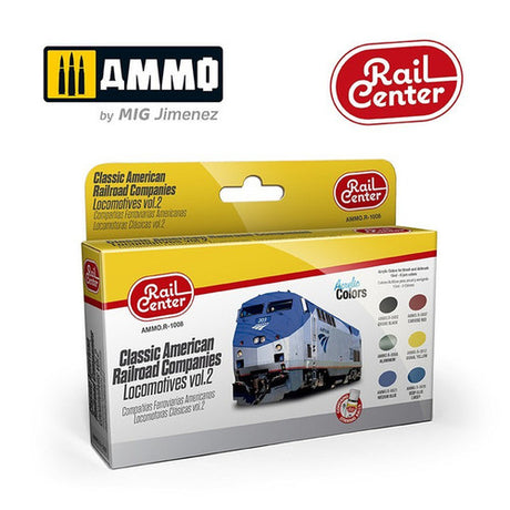 AMMO R1008 Classic American Railroad Companies - Locomotives Vol. 2 Acrylic Paints By Mig Jimenez