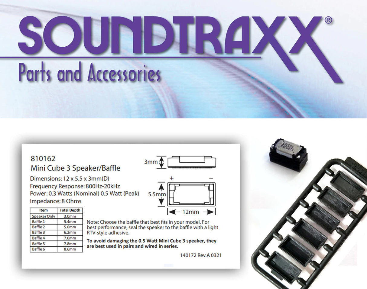 Soundtraxx 810162 Mini Cube 3 Speaker & Baffle kit All Scale
