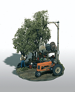 Woodland Scenics 112 Mini-Scene(TM) Unpainted Metal Kit -- Tractor Pit Stop HO Scale