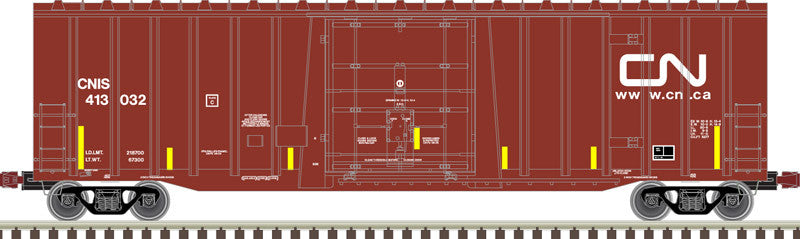 Atlas 20006071 NSC 5277 50' Plug-Door Boxcar Canadian National CNIS 413039 (Boxcar Red, white, yellow conspicuity marks) HO Scale