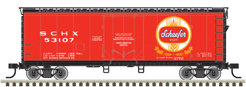 ATLAS 50005652 40' Plug-Door Boxcar - Schaefer #53107 (red, white, gold) N Scale