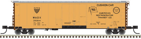 Atlas 50005690 50' GA RBL Plug-Door Boxcar American Refrigerator Transit #3579 (yellow, Boxcar Red, black) N Scale