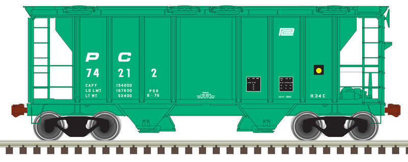 Atlas 20006554 PS-2 Covered Hopper PC - Penn Central #74216 (green, white) HO Scale