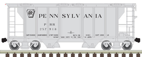 Atlas 20006569 PS-2 Covered Hopper PRR - Pennsylvania Railroad #257918 (gray, black, Shadow Keystone) HO Scale