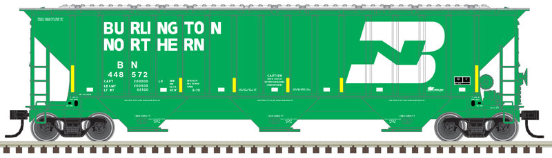 ATLAS 50005915 Thrall 4750 Covered Hopper - BNSF - ex BN #448408 (Cascade Green, white, yellow Conspicuity Marks) N Scale