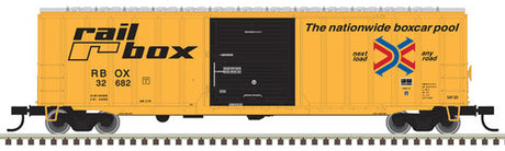 ATLAS 50005993 ACF 50'6" Boxcar RBOX Railbox #32682 (yellow, black, Large Logo) N Scale