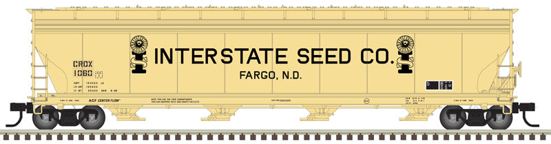 Atlas 20006747 ACF 5701 Centerflow Hopper - Interstate Seed Co. CRDX #1060 (yellow, black) HO Scale