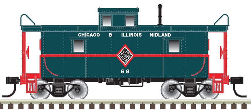 Atlas 50006030 C&O-Style Steel Center-Cupola Caboose - C&MI Chicago & Illinois Midland 68 (green, red) N Scale