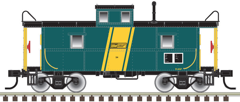 Atlas 50006038 C&O-Style Steel Center-Cupola Caboose - BRW Black River Western 34 (green, yellow) N Scale