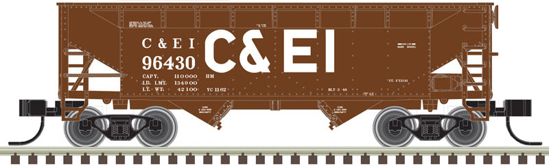 Atlas 50006125 2-Bay Offset Side Hopper - Chicago & Eastern Illinois #96128 (Boxcar Red, white, Billboard C&EI) N Scale