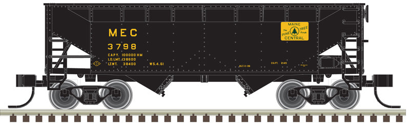 Atlas 50006136 2-Bay Offset Side Hopper - MEC Maine Central 3798, 3811, 3845 (black, white, Harvest Gold) 3 Pack N Scale