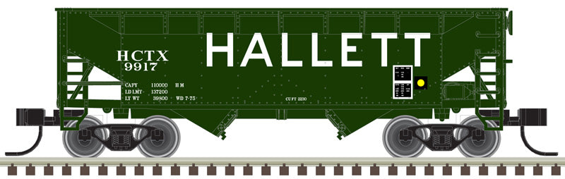 Atlas 50006137 2-Bay Offset Side Hopper - HCTX Hallett #9918 (green, white) N Scale