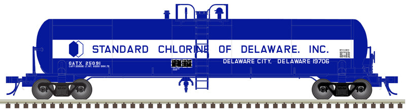 Atlas 50006310 20,700 Gallon Tank Car - Standard Chlorine of Delaware GATX #25091 (blue, white) N Scale