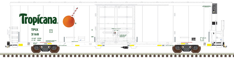 Atlas 50006559 Trinity 64' Reefer TPIX Tropicana #3020 (white, green, orange, Safety Stripes #1) N Scale