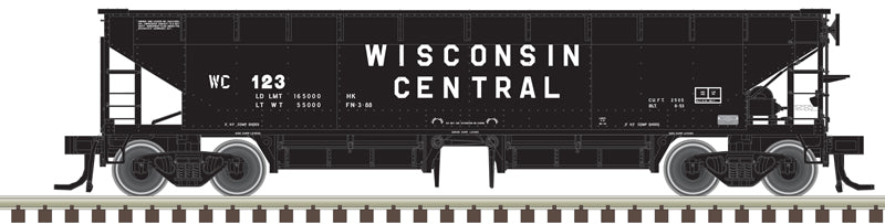 Atlas 50006619 70 Ton Hart Ballast Car - Wisconsin Central #123 (black, white) N Scale