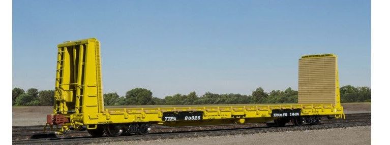 ScaleTrains SXT38969 BSC F68AH Bulkhead Flatcar, Trailer Train/TT Logo/Yellow/TTPX #80179 N Scale
