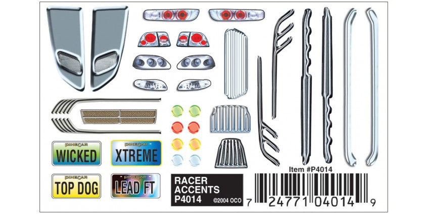 Woodland Scenics 4014 PineCar(R) Dry Transfer Decals -- Racer Accents A Scale