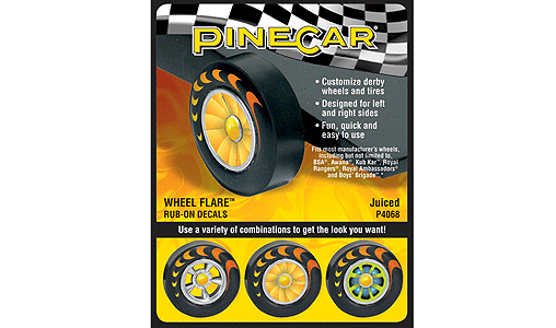 Woodland Scenics 4068 PineCar(R) Dry Transfer Decals -- Juiced Wheels A Scale