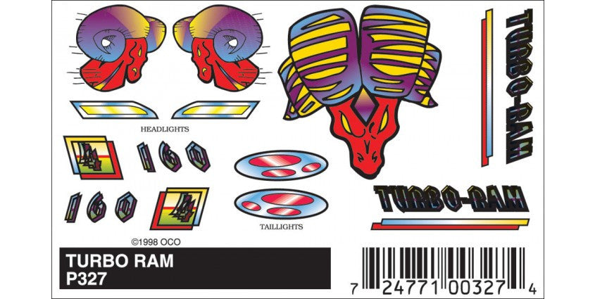 Woodland Scenics 327 PineCar(R) Stick-On Decals -- Turbo Ram A Scale