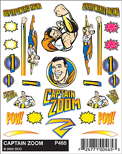 Woodland Scenics 465 PineCar(R) Stick-On Decals -- Captain Zoom A Scale