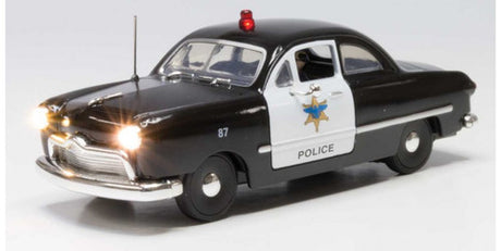 Woodland Scenics 5973 Police Car - Just Plug(R) Lighted Vehicle -- Black, White O Scale