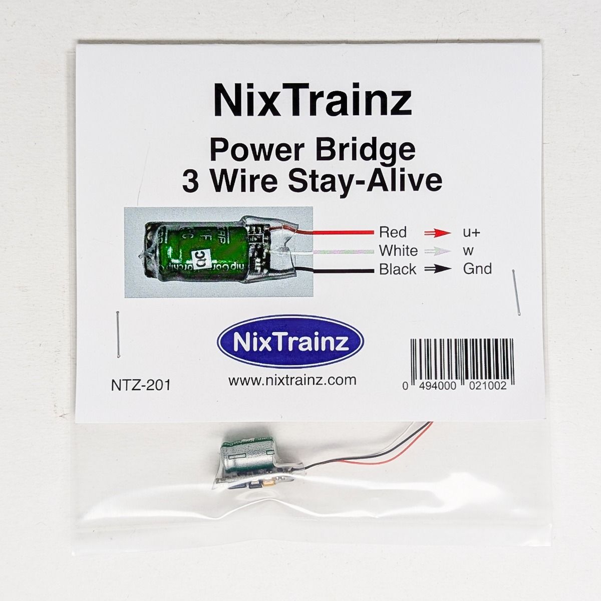 NixTrainz Power Bridge 3 Wire Stay-Alive (works with ESU decoders)