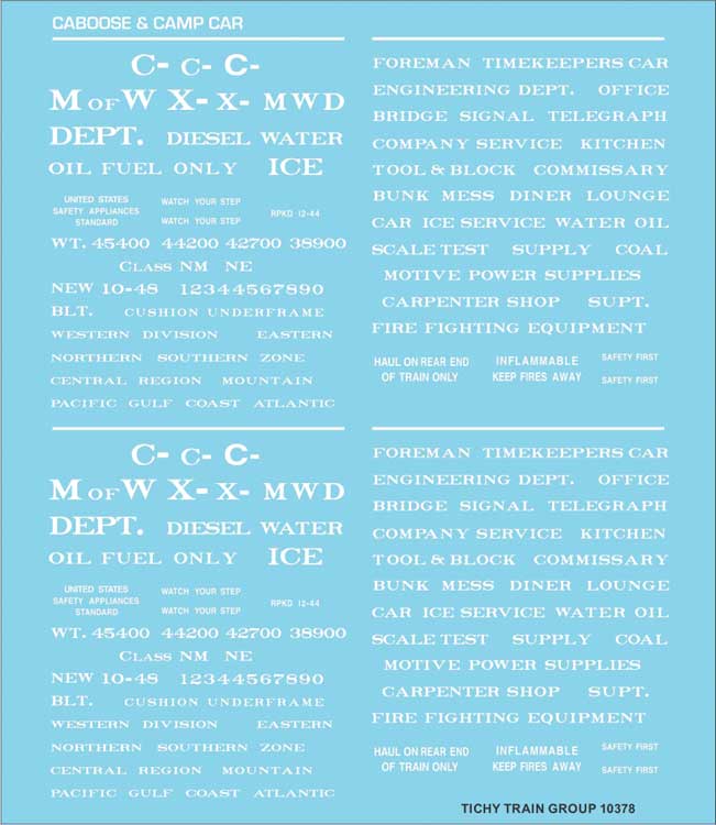 Image for 293-10378 M/W & Camp Car Data