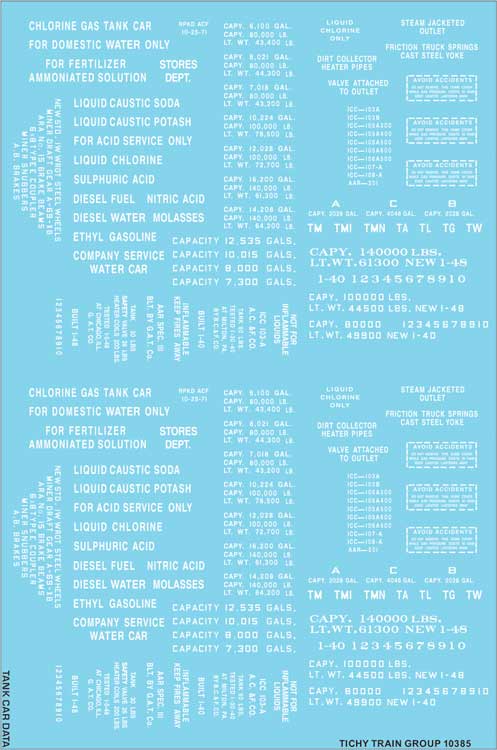 Image for 293-10385N Tank Car Data White