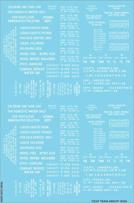 Image for 293-10385N Tank Car Data White