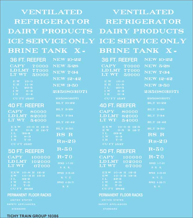 10386 Tichy Train Group 10386 Railroad Decal Set -- Generic 36', 40' and 50 ...