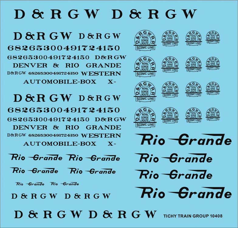 Image for 293-10408 DRGW Roadname Set Blk Dcl