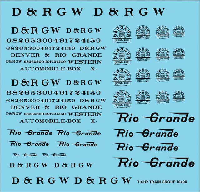 Image for 293-10408 DRGW Roadname Set Blk Dcl