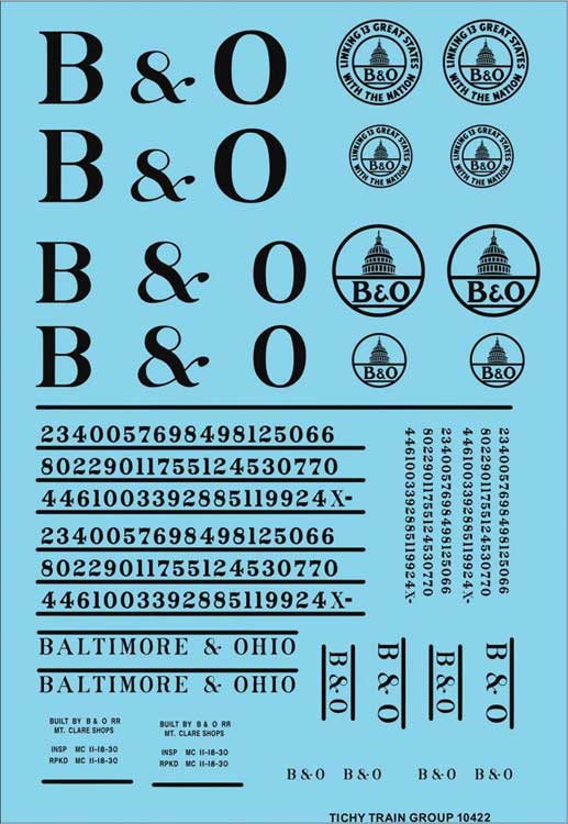 Image for 293-10422N B&O Roadname Set Blk Decl