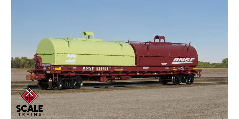 Scaletrains SXT38505 Thrall 48' 2-Hood Coil Steel Car BNSF/Mismatched Hoods/Green #534103 HO Scale