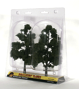 Woodland Scenics 1518 Ready-Made "Realistic Trees" - Deciduous - 7 to 8"  17.8 to 20.3cm pkg(2) -- Medium Green A Scale