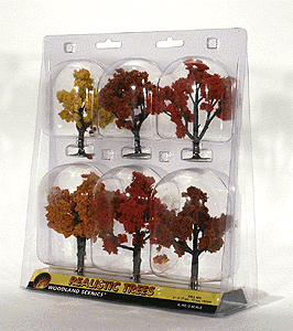 Woodland Scenics 1541 Ready Made Realistic Trees(TM) - Deciduous - Fall Mix -- 3 to 5"  7.6 to 12.7cm pkg(6) A Scale