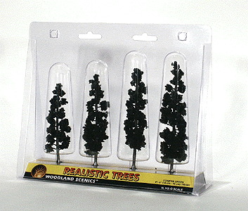 Woodland Scenics 1561 Ready Made Realistic Trees(TM) - Pines -- Conifer Green - 4 to 6"  10.2 to 15.2cm pkg(4) A Scale