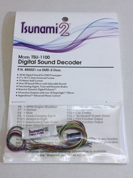885021 Soundtraxx / Tsunami 2 Diesel EMD-2 Set, 4-Function, Universal TSU-1100 (1 Amp) Digital Sound Decoders (scale = HO) Part # = 678-885021